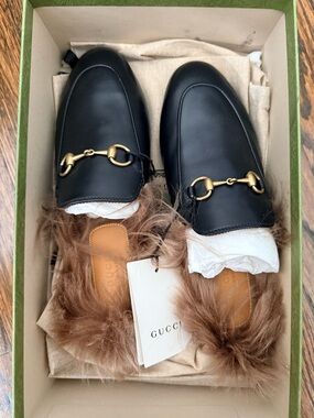 Gucci Brown Fur-Lined Princetowns